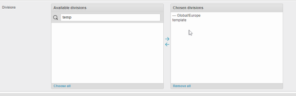 Assign template to users division